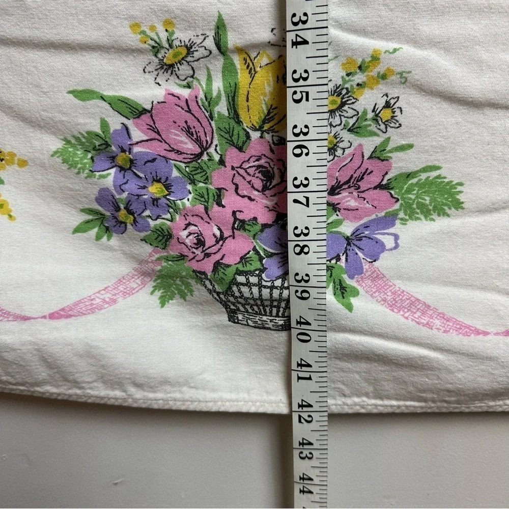 Vintage Flower Basket Tablecloth Bouquet 42 X 51 Rectangle Farmhouse Easter